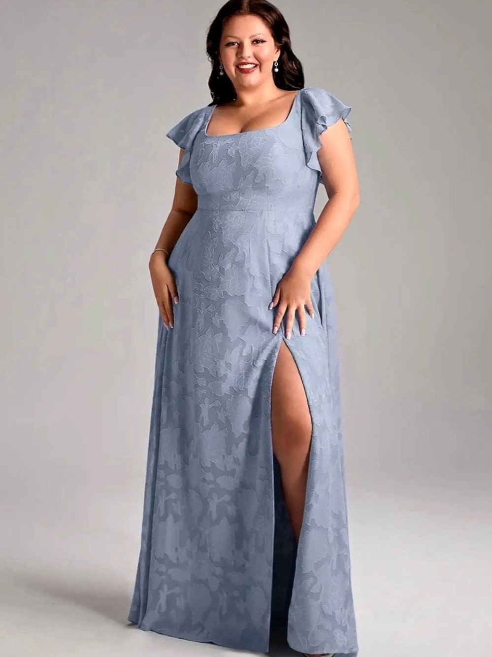 Azazie Bondi Dress Floral Maxi Dress in Blue